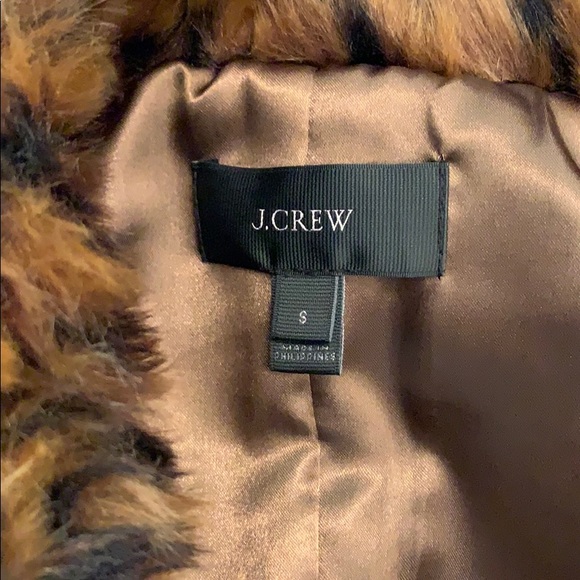 J. Crew animal print faux fur collared vest Sz S - Picture 4 of 5